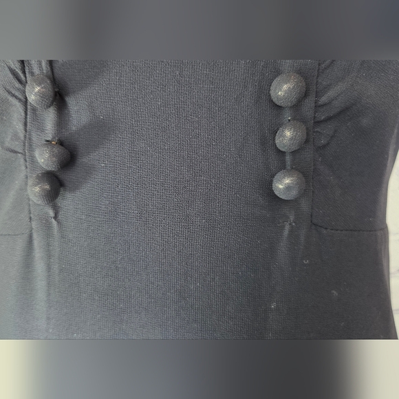 Lindy Bop Vintage Inspired Elegant Navy Midi Dress with Button Detail - Picture 4 of 6